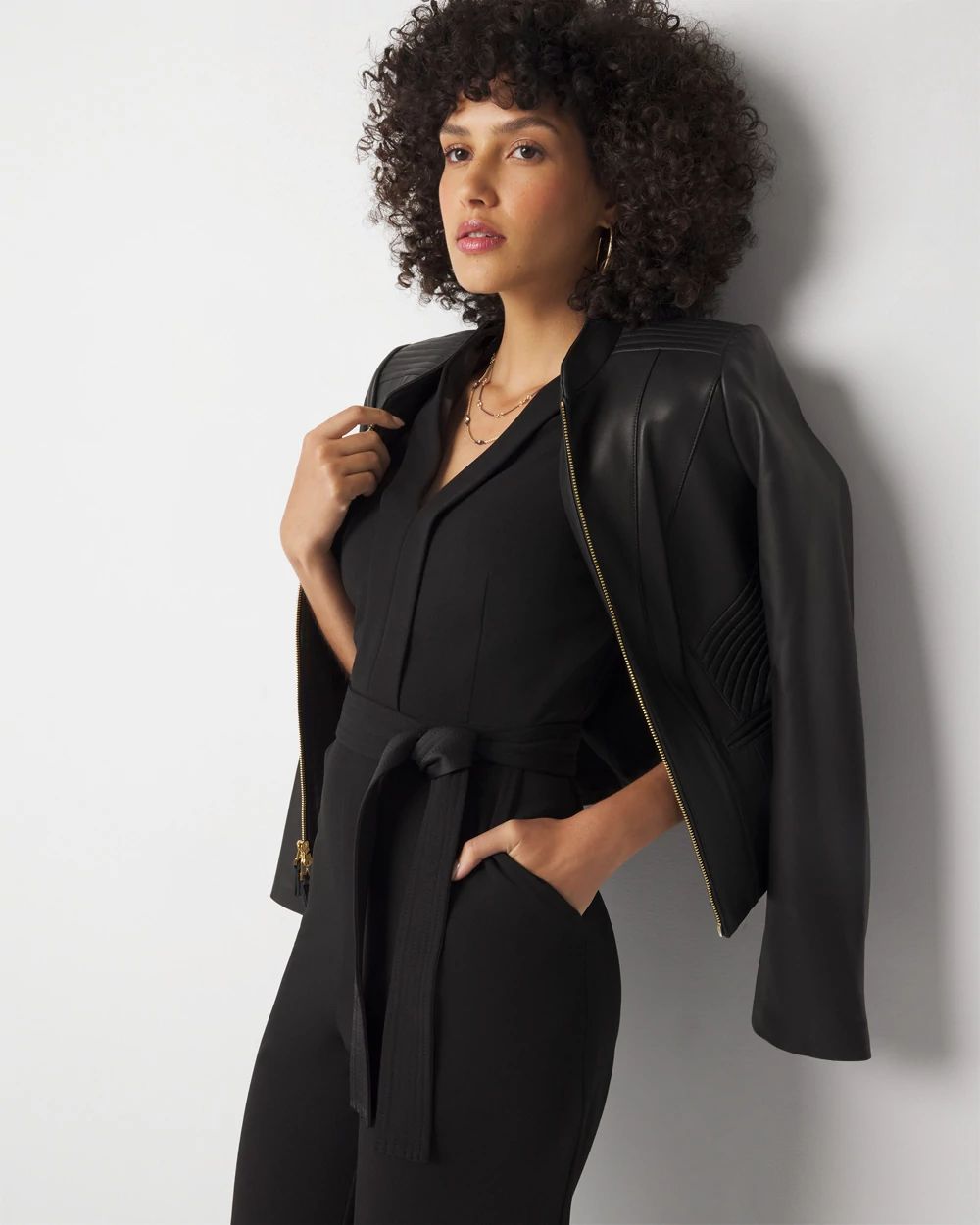 Petite Sleeveless Tie Waist Jumpsuit | White House Black Market